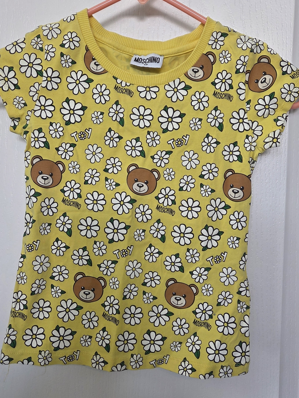 Moschino Yellow Daisy & Bear Print Short Sleeve Tee
